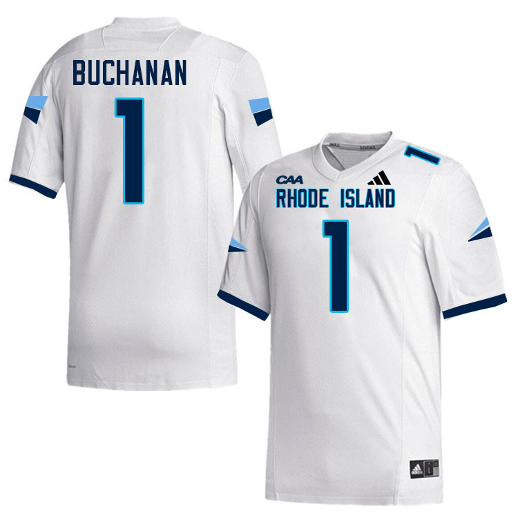 Rhode Island Rams #1 Marquis Buchanan College Football Jerseys,Uniforms-White